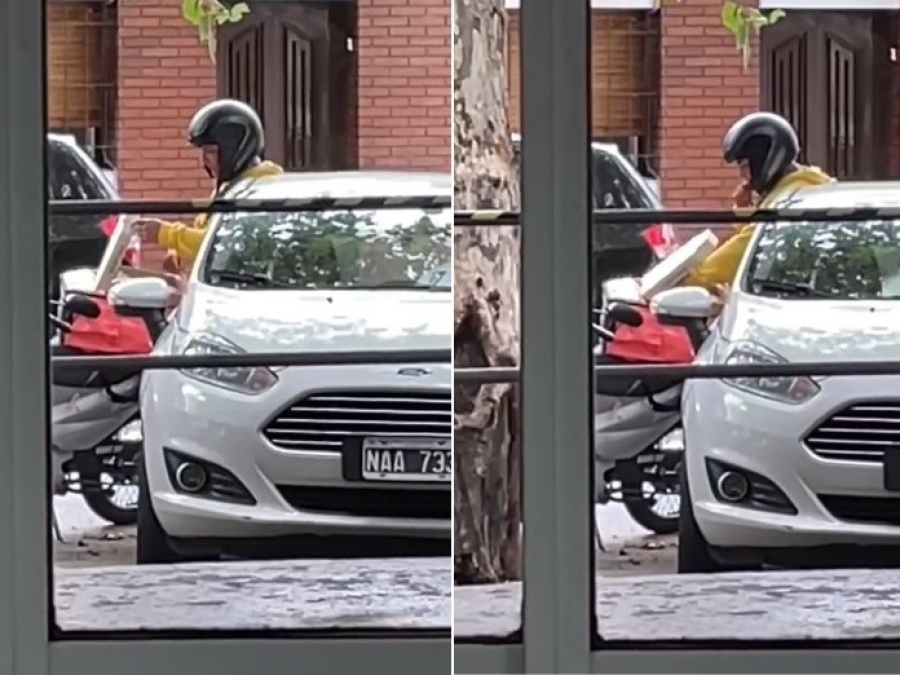 Pidió una pizza, llegó un delivery hambriento y lo grabó con las manos en la masa: ”Qué jugador”