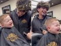 Un bebé se tentó mientras le cortaban el pelo y el peluquero no pudo continuar con el corte