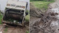 Un cami&oacute;n de basura qued&oacute; atrapado en el barro en La Plata y los vecinos de esa localidad se sienten olvidados