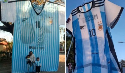 Una familia fabricó la camiseta de la selección argentina más grande del mundo: fue hecha en nuestro país