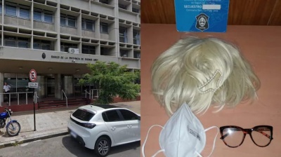 Insólito intento de estafa en La Plata: se disfrazó con peluca, barbijo y anteojos para robar en un banco