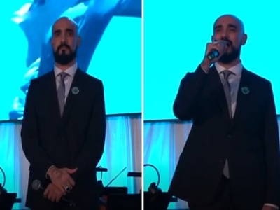 Abel Pintos brilló cantando el Himno Nacional en la gala de "Argentina, elijo creer"
