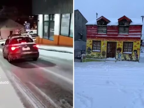 Mostró su vida en Ushuaia y cómo hace para llegar al trabajo en medio de la intensa nieve