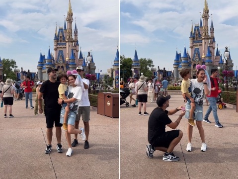 Nicolás Magaldi llevó a su novia a Disney, le pidió casamiento y subió el video del momento