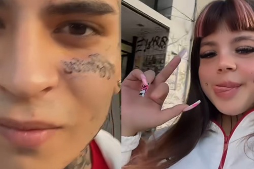Quiso demostrar el amor que siente por su novia y se tatuó dos veces su nombre en la cara: "Etiqueten cuando se lo quite"