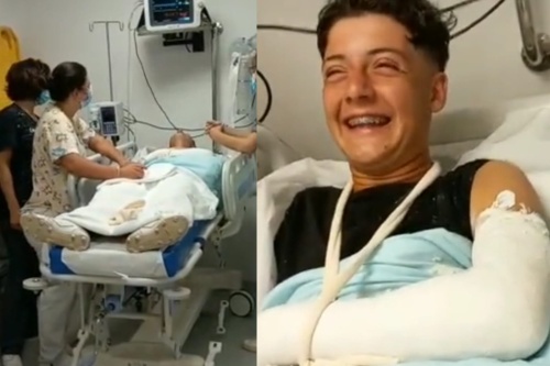 Su hermana lo filmó despertando de la anestesia y lo primero que hizo fue cantar: "Ponga huevo, hoy no podes perder"