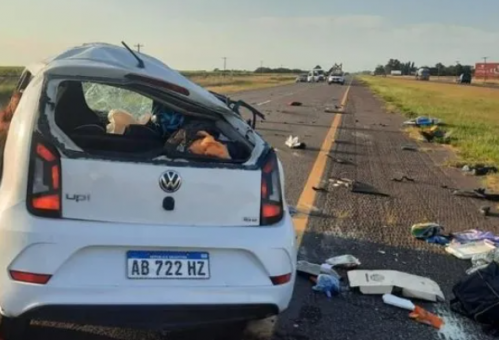 Un muerto y cuatro heridos en un trágico accidente en Ruta 2
