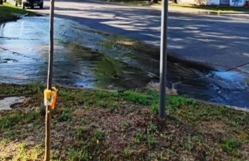 Vecinos de la esquina de 71 y 25 reclaman por una gran pérdida de agua que está produciendo una laguna