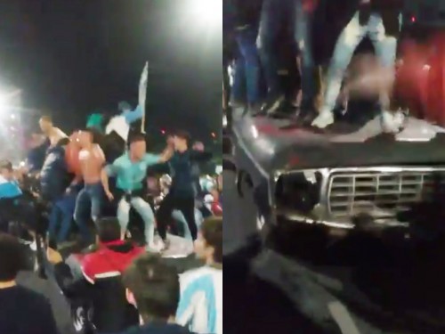 En Plaza Moreno, agarraron una camioneta y la usaron para saltar como en un pelotero