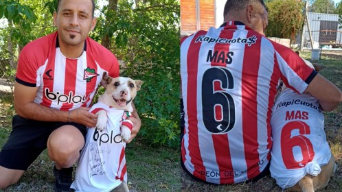 Un jugador de Estudiantes de La Plata le regaló una camiseta autografiada a "Corchito" el perro más famoso de la ciudad