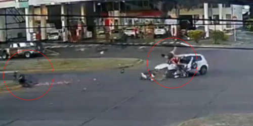 Impactante choque en La Plata entre dos motos y un auto