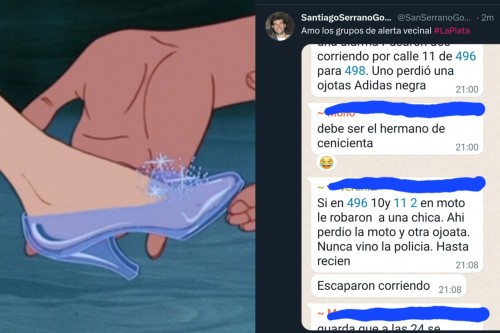 "Debe ser el hermano de cenicienta": un joven de La Plata publicó un chat vecinal sobre un robo que terminó "desencantado"