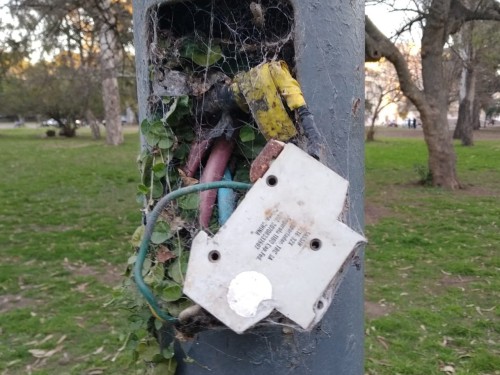 "Es un peligro": Una vecina de La Plata reclamó por un poste de luz con cables sueltos en el Bosque