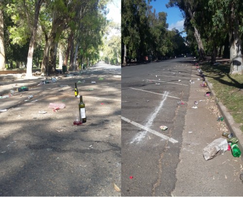 Denuncian un "descontrol total" y calles repletas de botellas de alcohol en el bosque de La Plata
