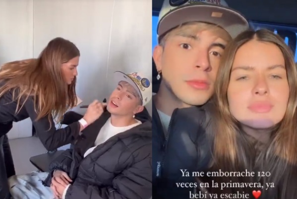 La China Suárez vino a La Plata y maquilló a su novio, Rusherking