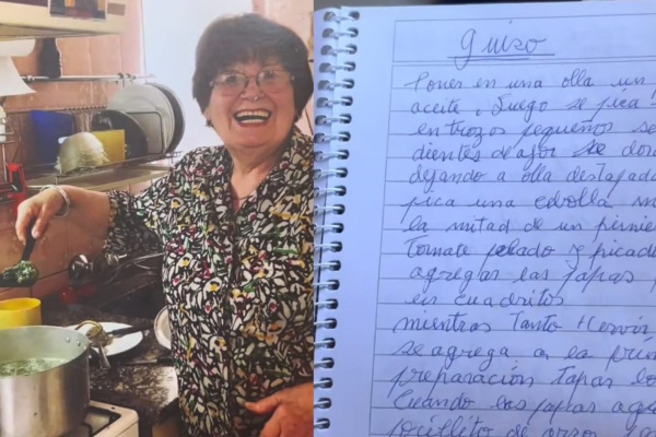 Se fue a vivir a otro país y su abuela le escribió un cuaderno con sus recetas favoritas para que se sienta como en casa