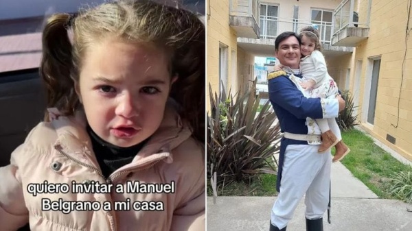 Guillermina y su héroe: la nena que soñaba con conocer a Belgrano tuvo una visita inolvidable