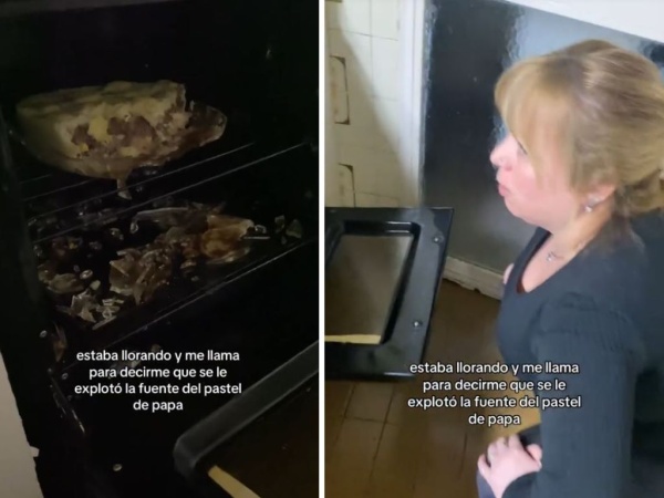 Se le explotó la fuente mientras cocinaba pastel de papas: "Todo es tristeza"