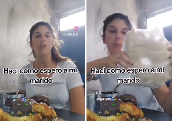 Contó que espera a su marido del trabajo con mate, cremona y facturas, y el video fue furor: "Si sos infiel, te linchamos"