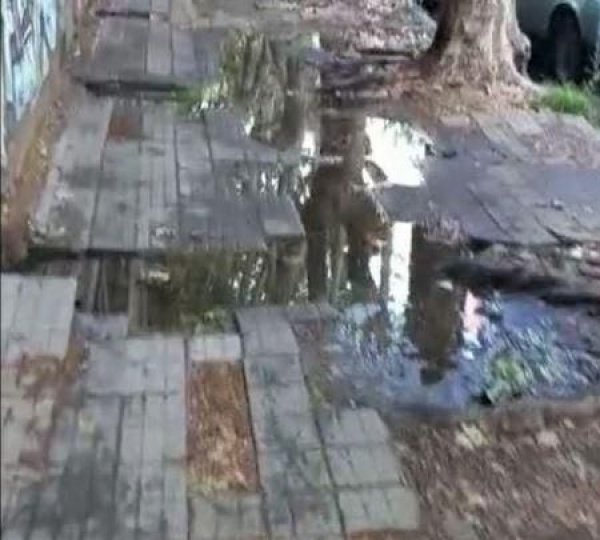 Vecinos reclaman por el estado de las veredas afuera del Colegio Albert Thomas