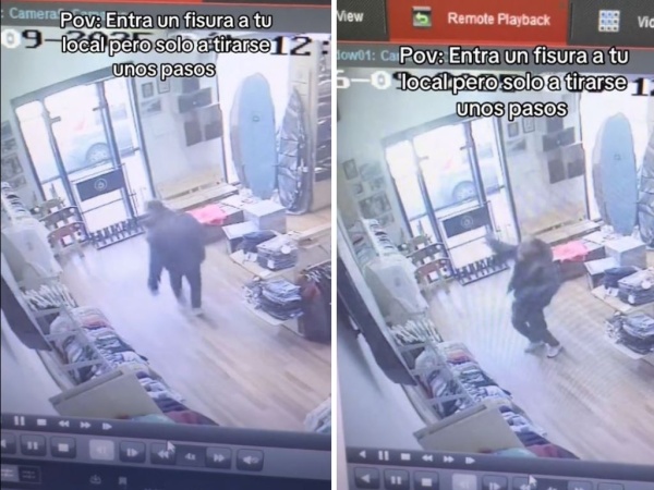 Entró a un negocio de La Plata y las cámaras lo captaron tirándose unos pasitos: "lo dio todo"