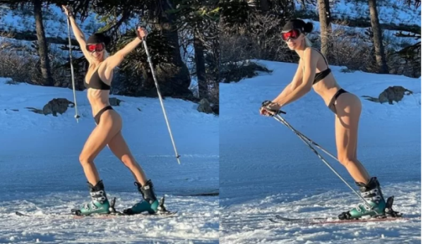 Ingrid Grudke esquió... ¡en bikini!