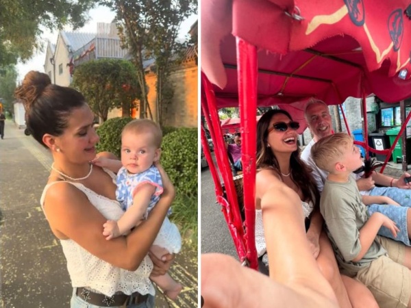 El regreso de Momi Giardina a la TV: se fue a China con Marley, Mirko y su bebé