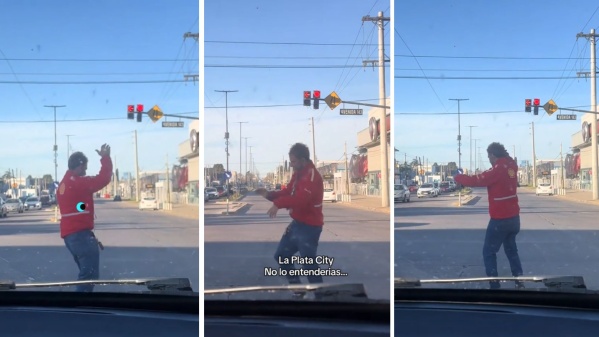 “La Plata… no lo entenderías”: un vendedor ambulante dio una performance en un semáforo y su baile se volvió viral
