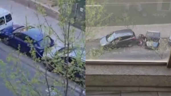 Una conductora quiso estacionar su auto pero hizo una mala maniobra y provocó un choque múltiple