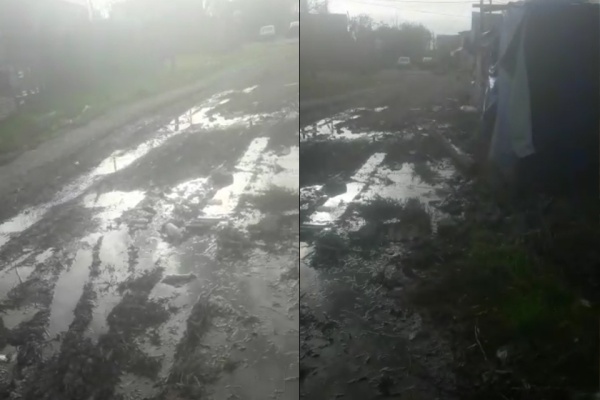 Un platense filmó el mal estado de la calle culpa de sus vecinos: "Eso que ven ahí no es agua de lluvia, son desechos"