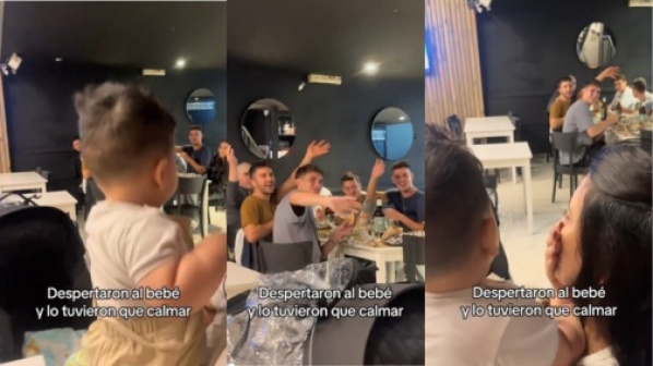 El insólito gesto de un grupo de jóvenes para dormir a un bebé en un bar cordobés
