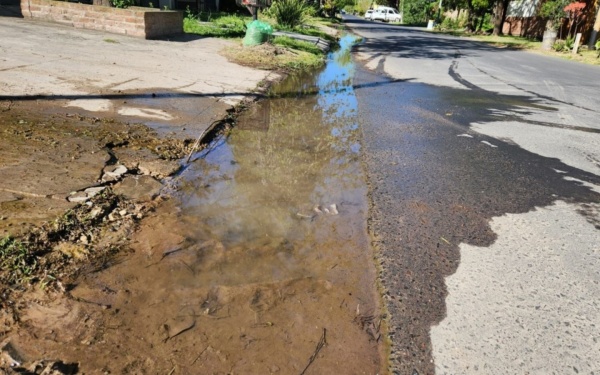 En Gonnet reclaman por una pérdida de agua y temen que se produzca un accidente por el hundimiento del suelo