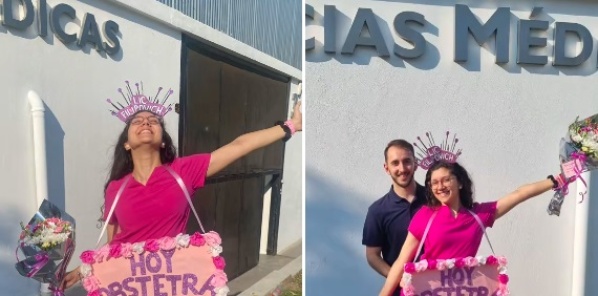 Una chica se recibió en la UNLP y sorprendió con un importante anuncio en su cartel: “Hoy obstetra…”