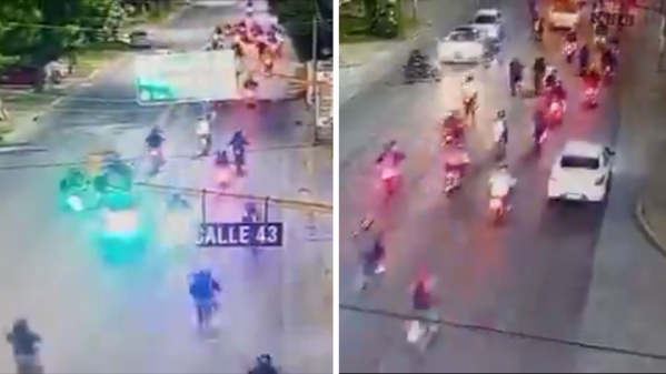 Grabaron en Ensenada una caravana de motos circulando por 122