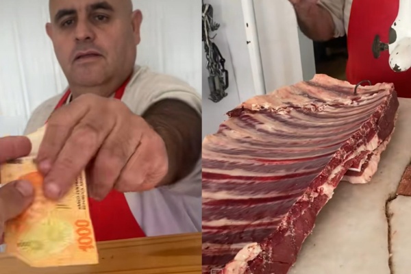 Un platense le pidió 1000 pesos de asado a un carnicero, le alcanzó solo para la foto y se hizo viral: "Ya ni olerlo dejan"