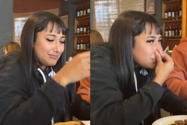 Su hermana le propuso comer seso por el pago de pestañas postizas nuevas y su reacción se hizo viral