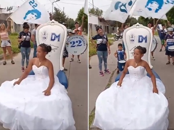 Cumplió 15 años, lo festejó con la hinchada de Gimnasia y le trajeron el sillón de Diego