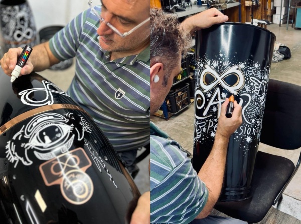 Lleva el pincel a todos lados, mostraba su magia cerca de los escenarios y su pasión lo llevó a conocer a Los Piojos
