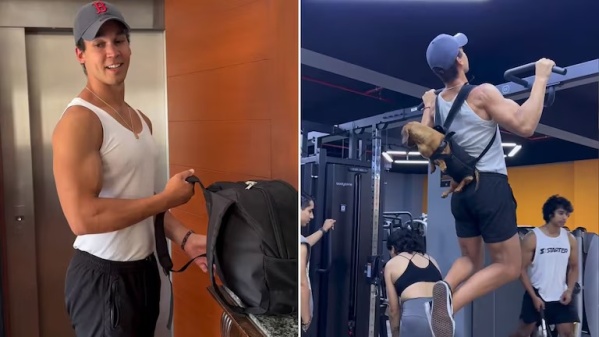 Llevó a su perro a entrenar con él, lo subió a sus redes y causó furor