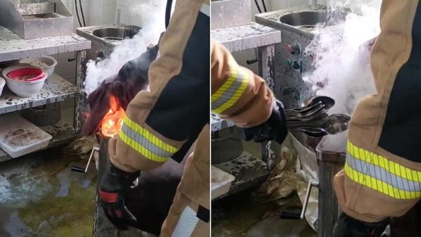 El truco inesperado de un bombero para apagar incendios en freidoras que se viralizó
