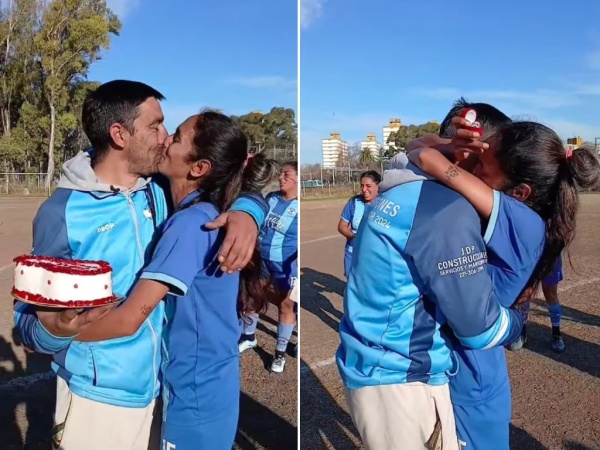 Emotiva propuesta de matrimonio en el fútbol amateur platense: “Sí acepto”