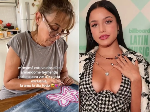 Su mamá le hizo una pollera para el show de Emilia Mernes y así reaccionó la cantante