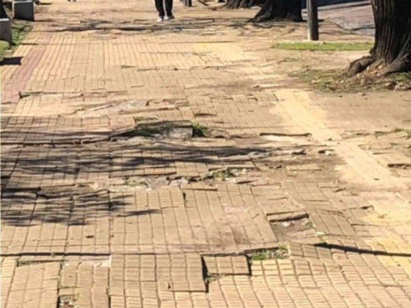 Denuncian el “deplorable estado” de las veredas de calles 7 y 38