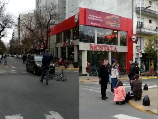 Un accidente entre un auto y una bici provocó el corte del tránsito en pleno centro platense