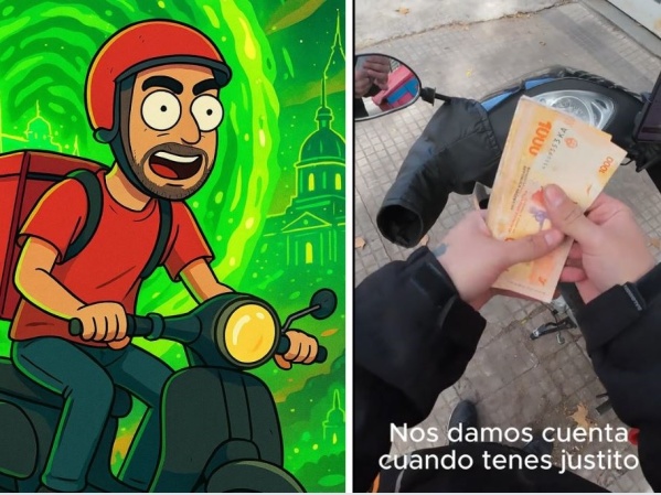 Combinó su trabajo de delivery con el hobby de hacer videos mientras recorre la ciudad de La Plata en moto