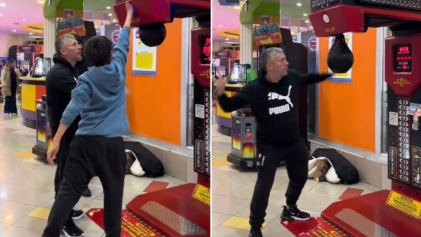 Probó un juego de boxeo, no salió como esperaba y se volvió viral: "Un día cualquiera con mi papá"