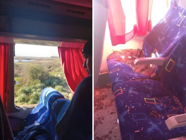 Atacaron a piedrazos un micro en plena Autopista Buenos Aires La Plata