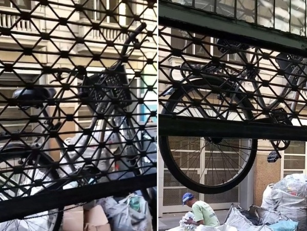 Se cansó de que le aten la bicicleta en la persiana de su comercio y tomó una decisión drástica: "Tenía alta fuerza"