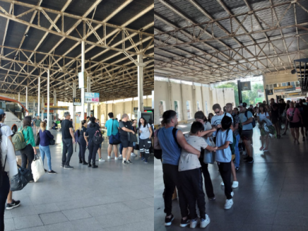Se registraron largas filas en la Terminal de La Plata, producto de la poca frecuencia de transporte en el feriado