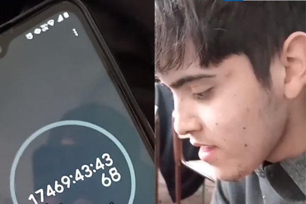 “Hace dos años”: un joven sorprendió a sus amigos al mostrar su celular con un histórico récord cronometrado